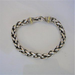David Yurman 14K/Sterling Wheat Bracelet- 8.75"